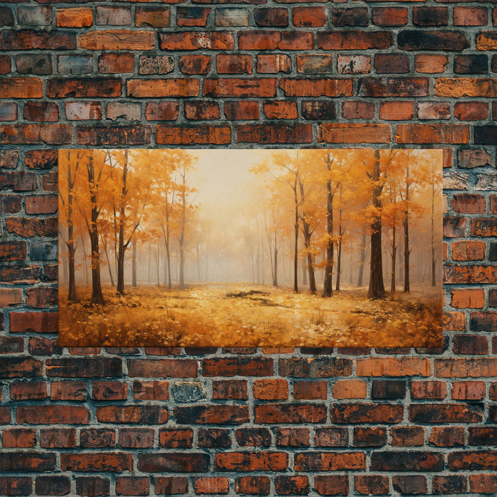 Fall Decor Framed Canvas Print | Trees With Falling Leaves | Fall Wedding Decor | Fall Home Decor | Fall Wall Decor | Rustic Fall Decor