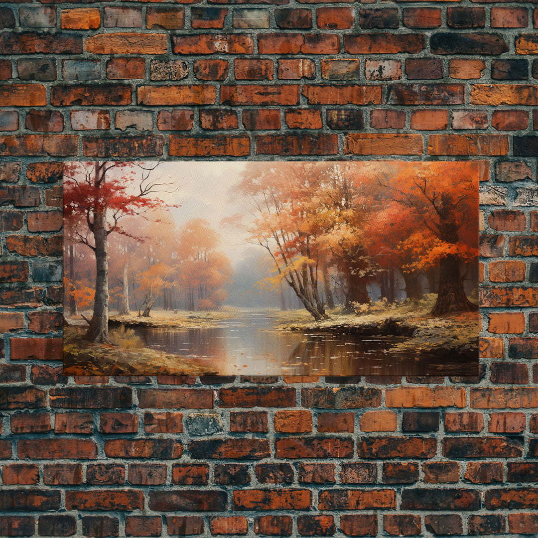 Beautiful Fall Landscape Painting Framed Canvas Print, Fall Decor, Thanksgiving Decor, Autumn Decor, Home Decor, Fall Decorations