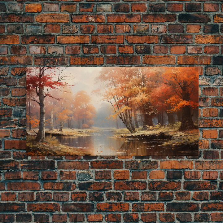 Beautiful Fall Landscape Painting Framed Canvas Print, Fall Decor, Thanksgiving Decor, Autumn Decor, Home Decor, Fall Decorations