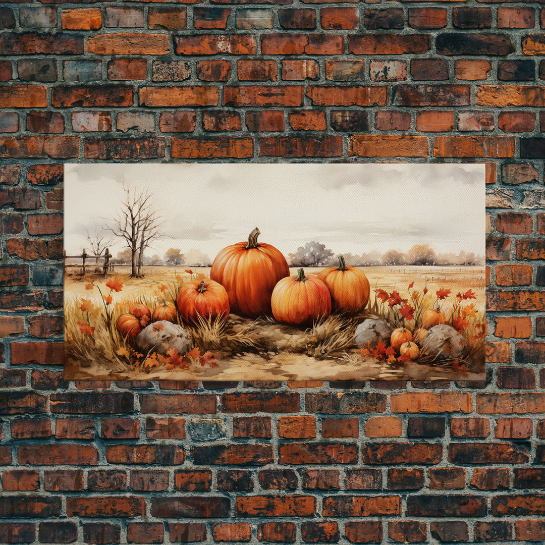 Pumpkins Stilll Life, Fall Decor, Farmhouse Wall Art, Framed Canvas Print, Vintage Inspired, Farmhouse Wall Art, Canvas Sign, Autumn Art