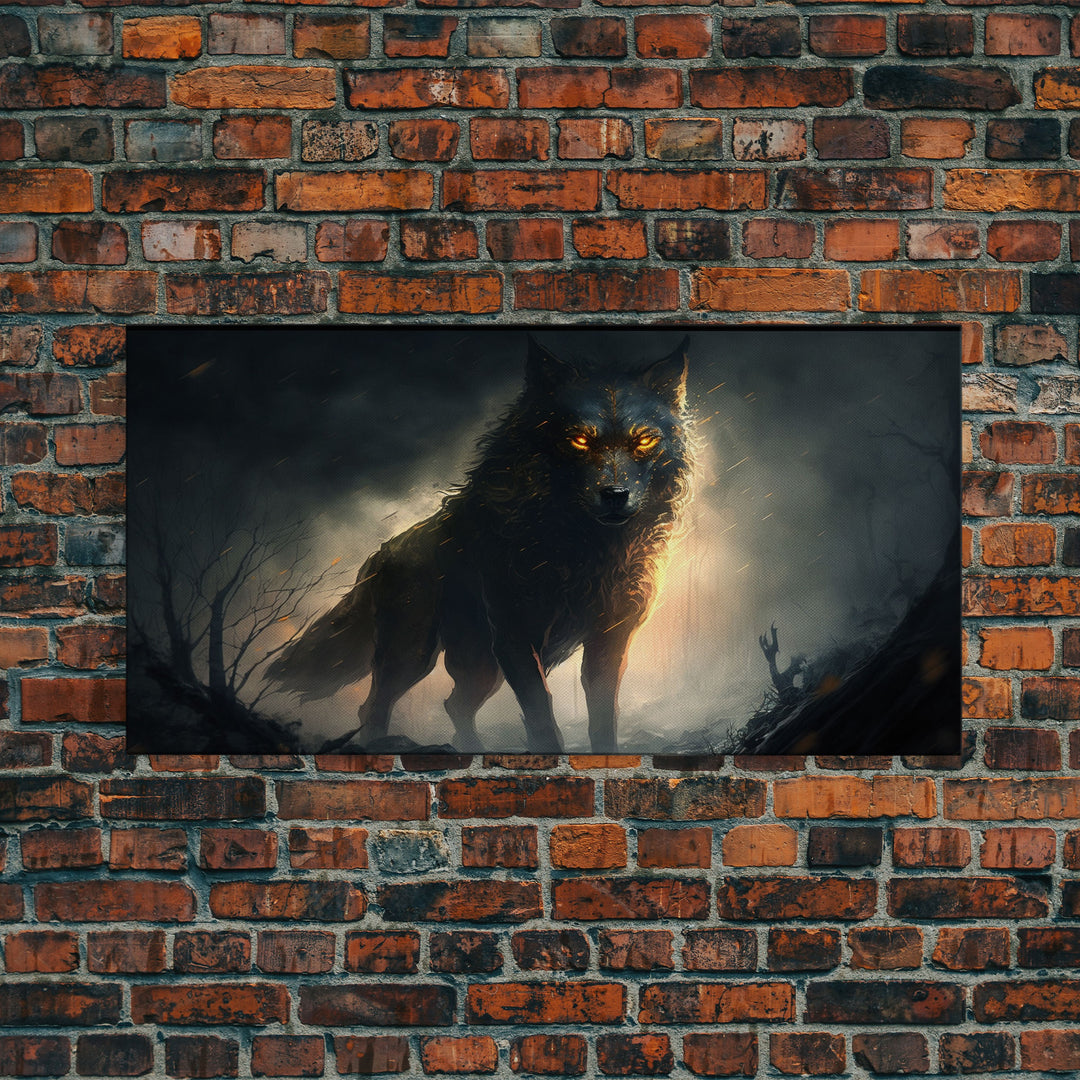 The Great Wolf Fenrir, Framed Canvas Print, Norse Mythology, Fantasy Art
