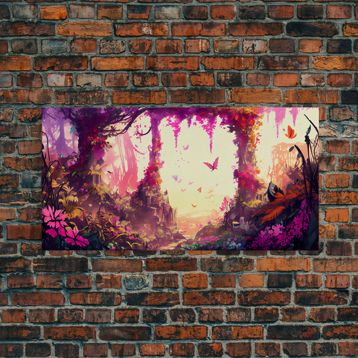 Pink Forest Art | Framed Canvas Print | Framed Art | Fantasy Decor | Magenta / Fuchsia Gift | Large Format Art