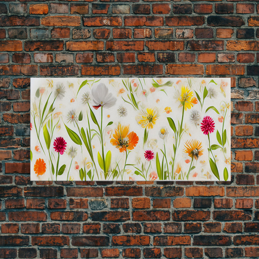 Botanical wall art, spring flowers, canvas print, dorm art for girls