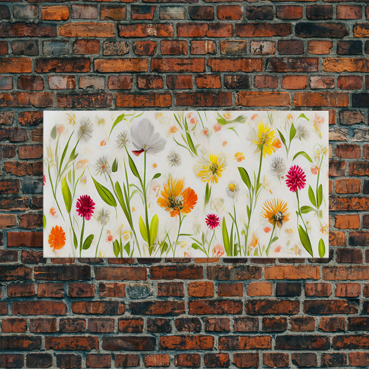 Botanical wall art, spring flowers, canvas print, dorm art for girls