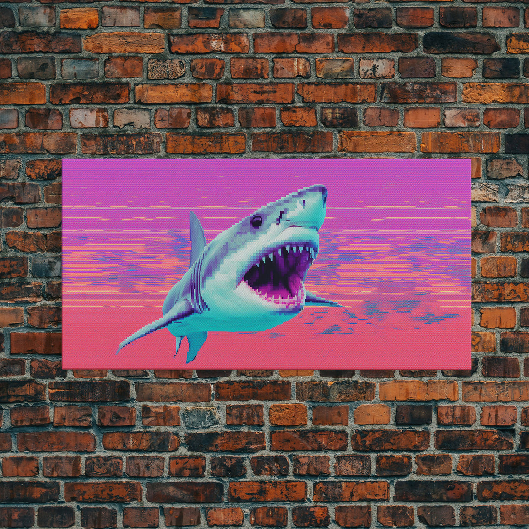Shark Wall Art, Animal Wall Decor, Ocean Wall Art, Nature Wall Decor, Panoramic Wall Decor, Canvas Print, Wall Art, Framed Canvas Art