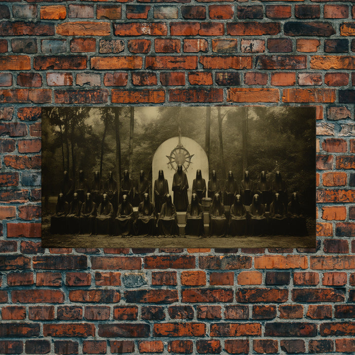 The Forest Witch Coven, Green Witches, Witch Art, Creepy Halloween Decor, Framed Canvas Print, Vintage Tintype Photo Art, Halloween Print