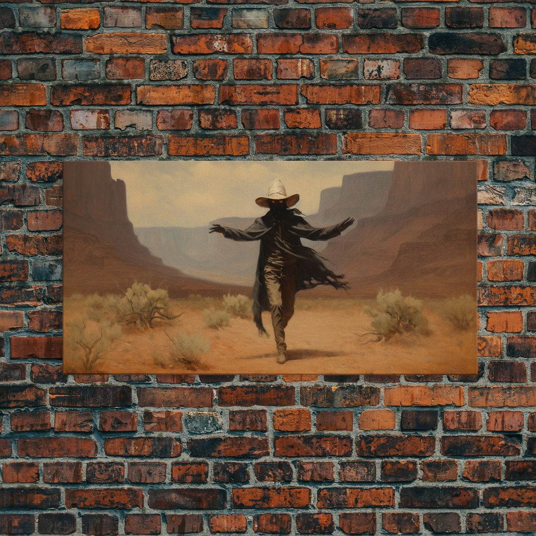 The Fabulous Ghost Cowboy Art, Framed Canvas Print, Halloween art, spooky decor, cowboy art, western decor,  ghost art