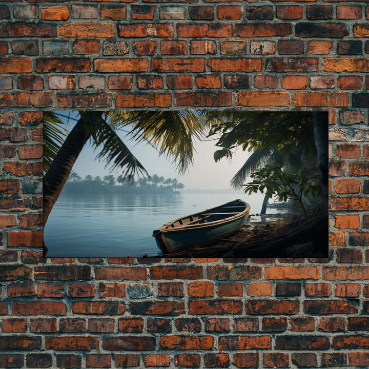 An Abandoned Canoe In The Florida Everglades - Florida Art - Framed Canvas Print - Liminal Spaces - Cool Wall Art - Eclectic Decor