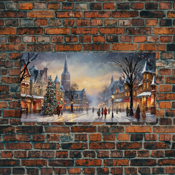Retro Christmas Winter Wonderland Framed Canvas Print - Christmas Decoration - Christmas Art - Christmas Living Room Decor