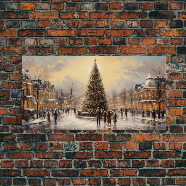 Retro Christmas Village Framed Christmas Wall Art - Framed Christmas Art - Canvas Art - St. Nicholas - Winter Wonderland Centerpiece