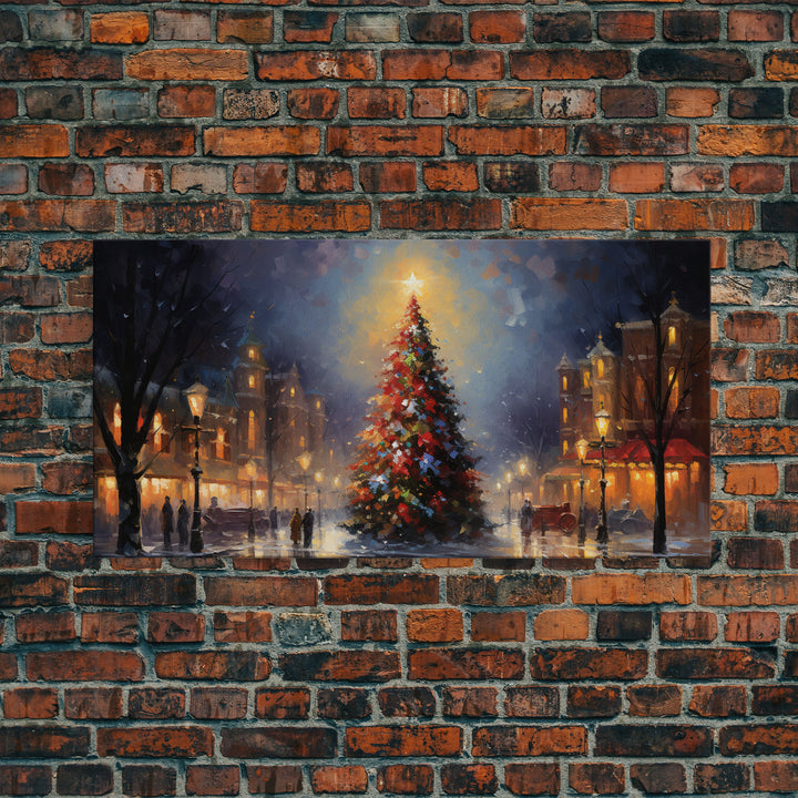 Retro Christmas Village Framed Christmas Wall Art - Framed Christmas Art - Canvas Art - Winter Decor - Winter Wonderland Centerpiece