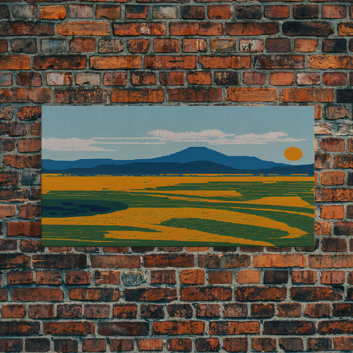Pixel Art, Beautiful Landscape Made Of Pixels, Ready To Hang Canvas Print, Framed Wall Art