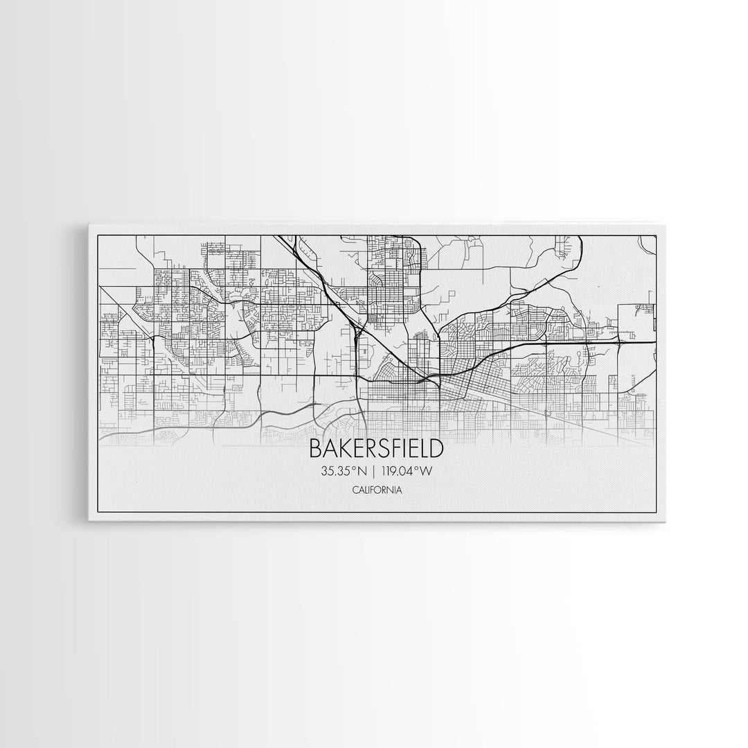 Bakersfield Street Map, California Map, Map Print, Modern Art, Wall Art, Canvas Print, Cabin Décor, Gift For Home, Unique Wall Art, Room Art