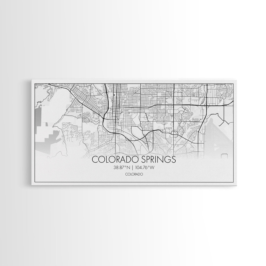 Colorado Springs Street Map, Colorado Map, Map Print, Modern Art, Wall Art, Canvas Art, Grandma Gifts, Classroom Wall Art, Dorm Wall Décor