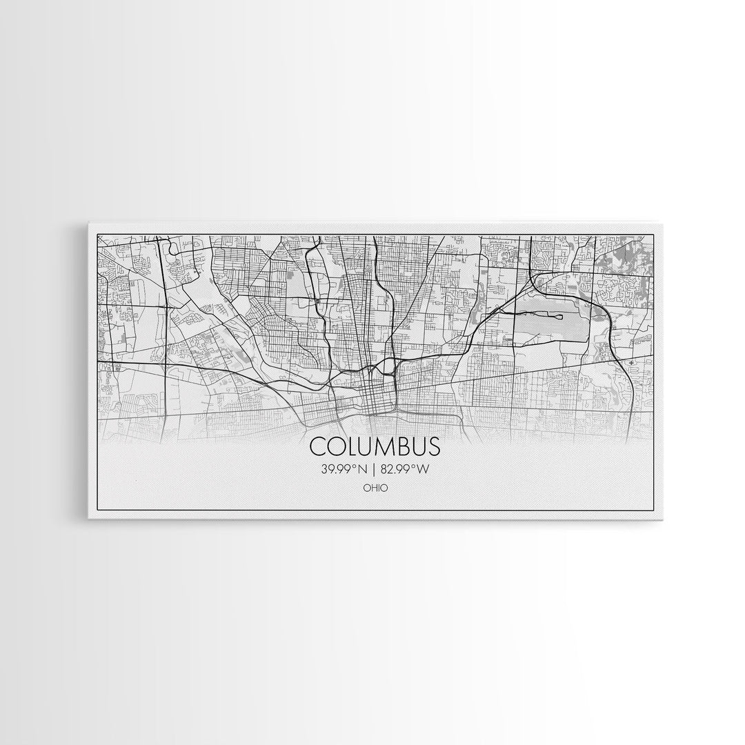 Columbus Street Map, Ohio Map, Map Print, Modern Art, Wall Art, Canvas Art, Cute Room Décor Aesthetic, Gift For Wife, Patriotic Décor