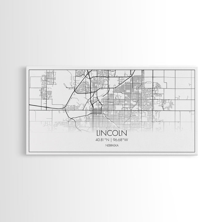 Lincoln City Map, Nebraska Map, Map Art, Modern Art, Wall Art, Canvas Art, Dorm Room Wall Art, Bar Wall Art, Gift For Mom, Teen Wall Art