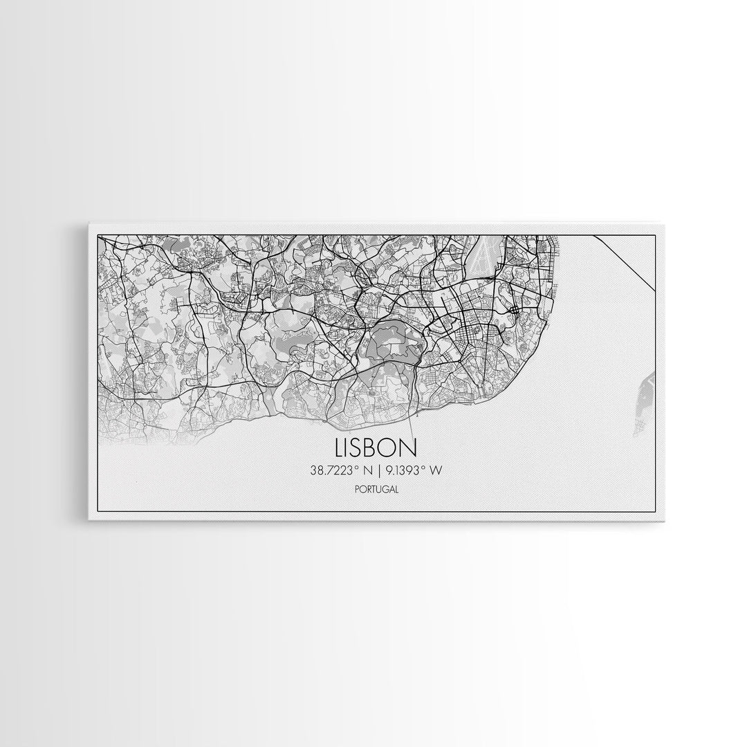 Lisbon City Map, Portugal Map, Map Art, Modern Art, Wall Art, Canvas Art, Travel Wall Décor, Apartment Wall Art, Book Lover Gift, Office Art