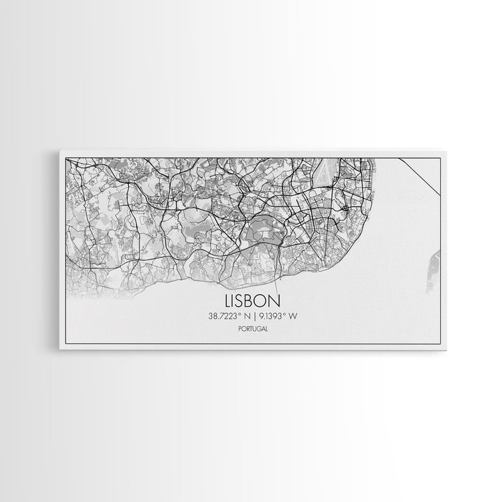 Lisbon City Map, Portugal Map, Map Art, Modern Art, Wall Art, Canvas Art, Travel Wall Décor, Apartment Wall Art, Book Lover Gift, Office Art