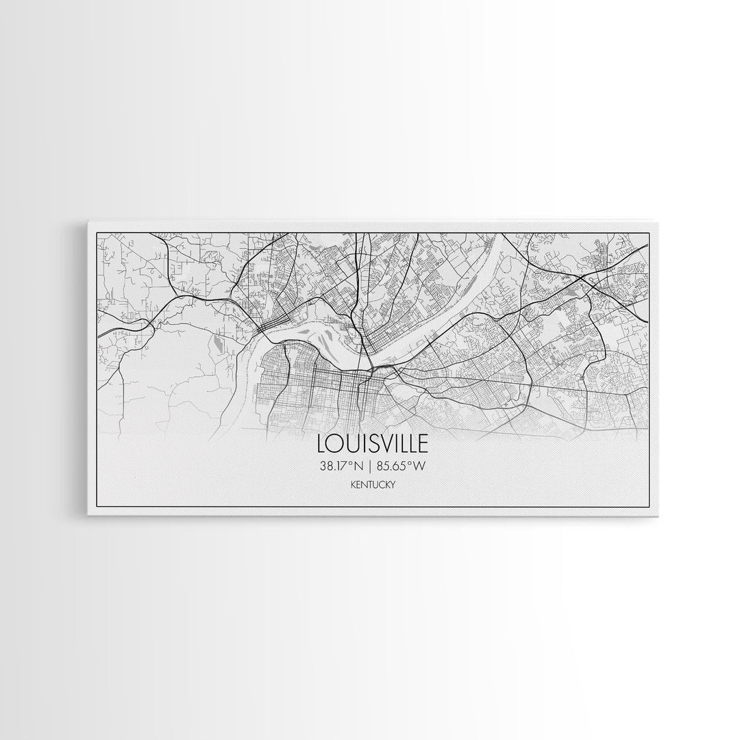 Louisville City Map, Kentucky Map, Map Art, Modern Art, Wall Art, Canvas Art, Aesthetic Room Décor, Wall Art Home Décor, Birthday Gift