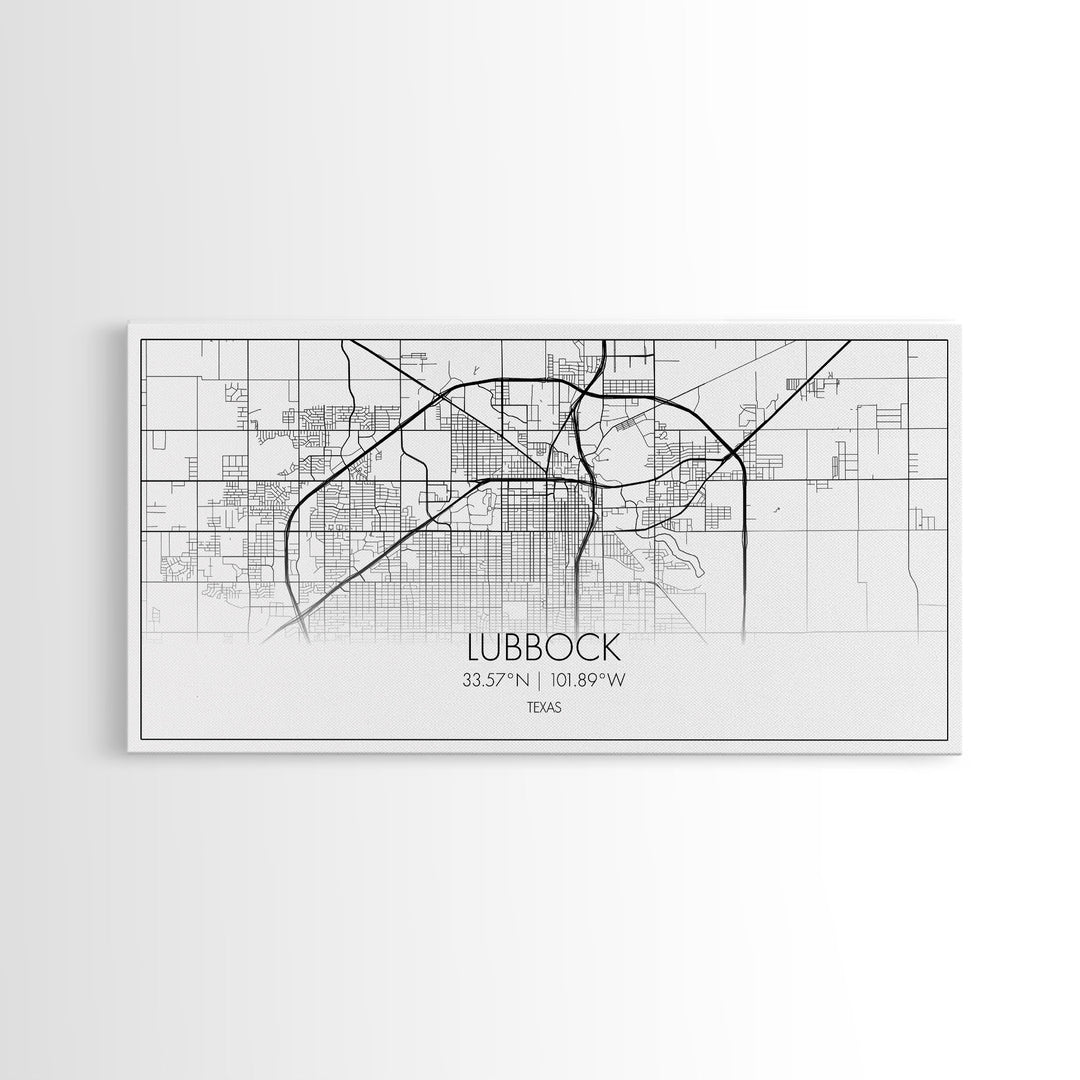 Lubbock City Map, Texas Map, Map Art, Modern Art, Wall Art, Canvas Art, Gift For Women, Living Room Wall Art, Wall Hanging, Texas Wall Art