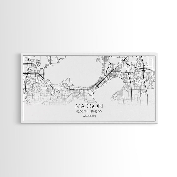Madison City Map, Wisconsin Map, Map Art, Modern Art, Wall Art, Canvas Art, Unique Gifts, Large Wall Art, College Décor, Room Décor, Prints