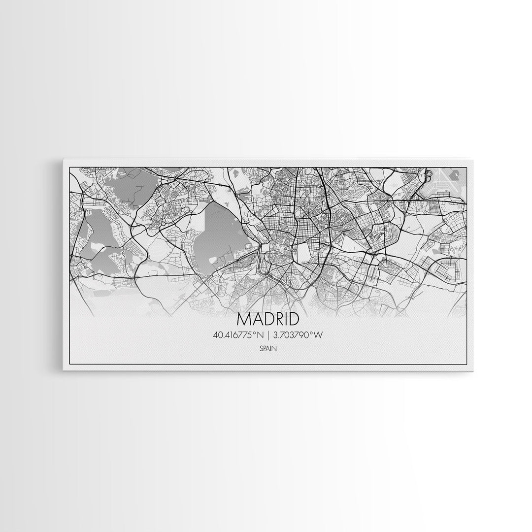 Madrid City Map, Spain Map, Map Art, Modern Art, Wall Art, Canvas Art, Europe Wall Art, Girl Room Décor, Mens Gift, Preppy Wall Art, Office
