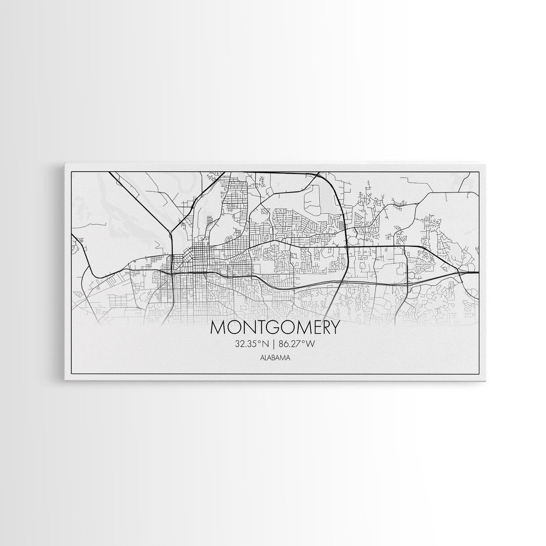 Montgomery City Map, Alabama Map, Map Art, Minimalist Wall Art, Wall Art, Canvas Art, Farmhouse Wall Art, Girlfriend Gift, Teen Room, Office