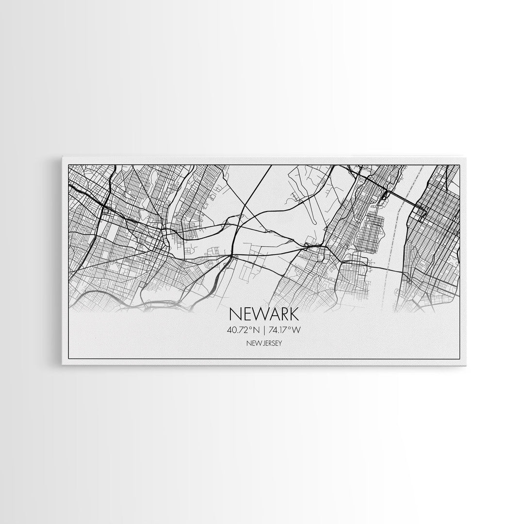 Newark City Map, New Jersey Art, Map Print, Minimalist Wall Art, Wall Art, Canvas Art, Travel Wall Art, Friend Gift, Teen Birthday Gift