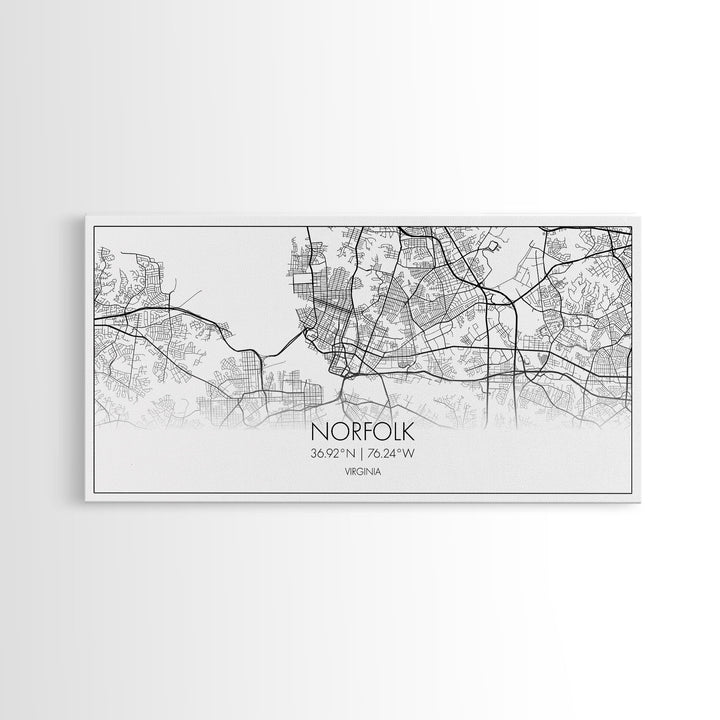 Norfolk City Map, Virginia Art, Map Print, Minimalist Wall Art, Wall Art, Canvas Art, Cabin Wall Art, Southern Wall Décor, Unique Wall Art
