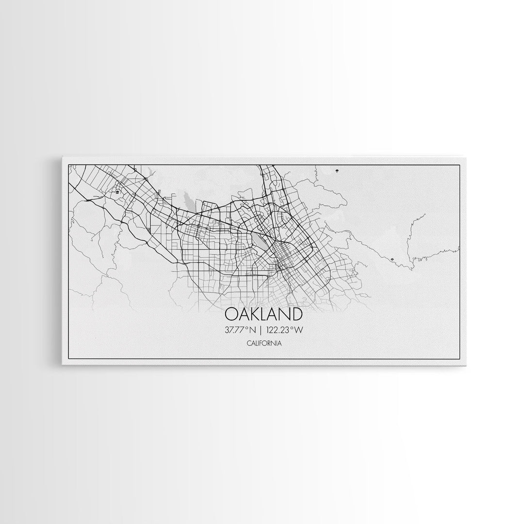 Oakland City Map, California Art, Map Print, Minimalist Wall Art, Wall Art, Canvas Art, Teen Room Art, Dorm Room Art, Graduation Gift
