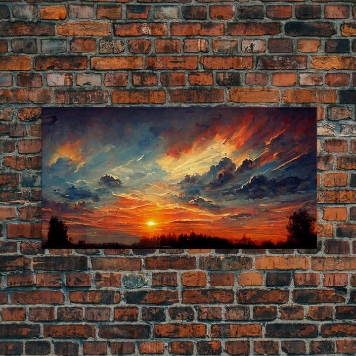 Mountain Sunset Oil Painting On Canvas, Canvas Print, Ready to hang gallery wrapped nature canvas print