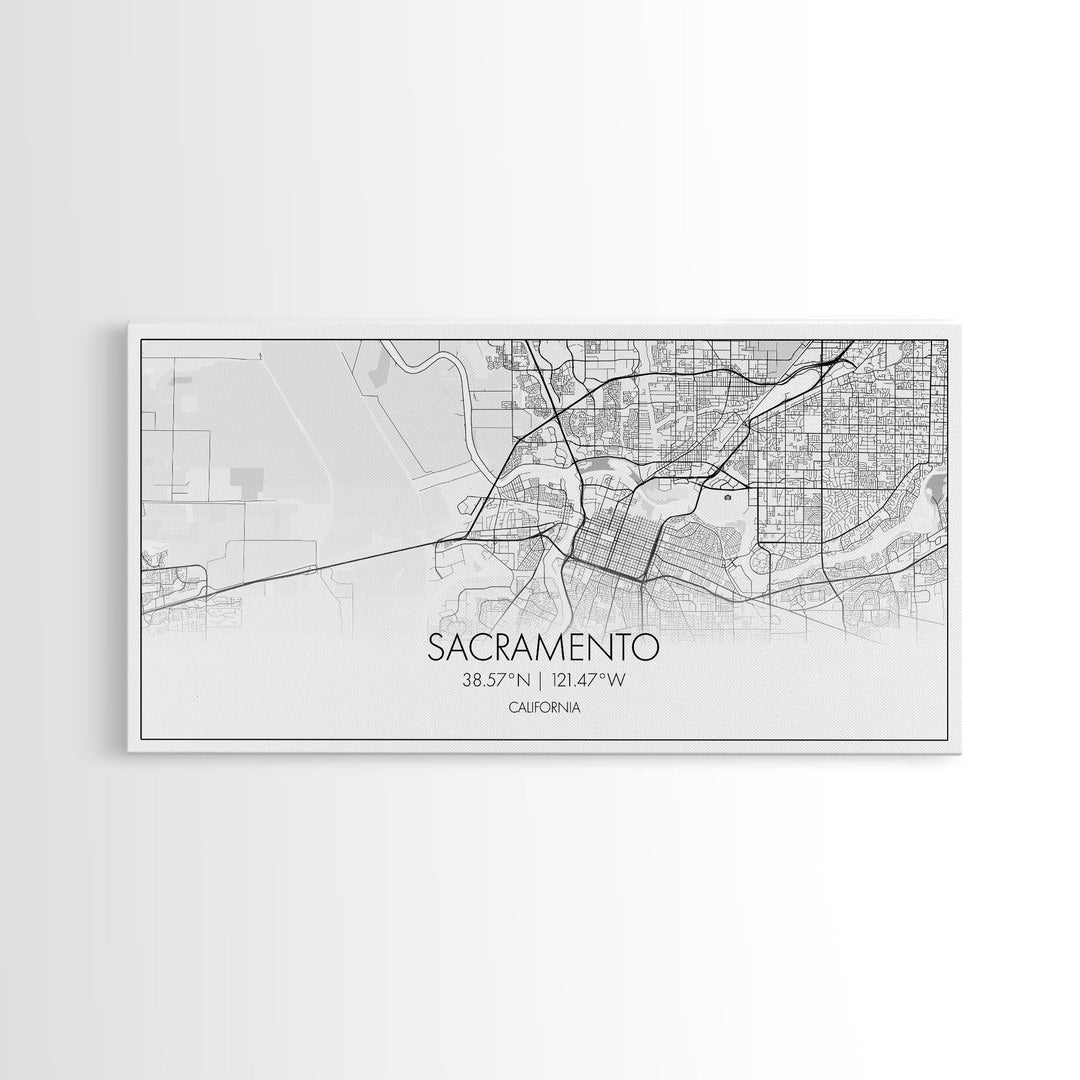 Sacramento City Map, California Art, Map Print, Minimalist Wall Art, Wall Art, Canvas Art, Large Wall Art, Room Décor, Office Prints