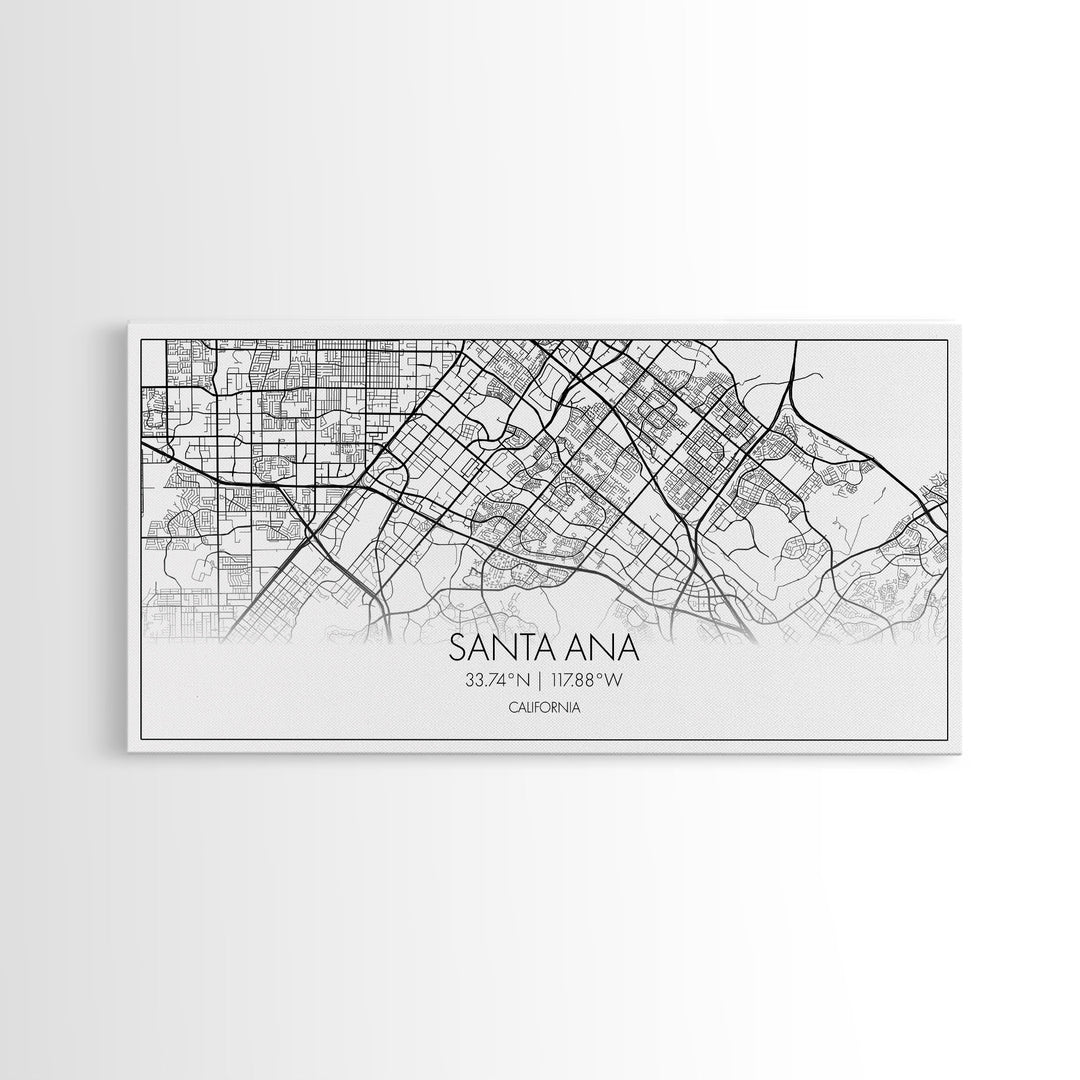 Santa Ana City Map, California Art, Map Print, Modern Wall Art, Wall Art, Canvas Art, House Wall Art, Over Bed Wall Décor, Gift For The Home