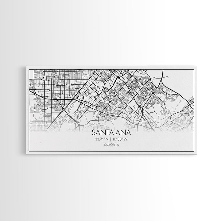 Santa Ana City Map, California Art, Map Print, Modern Wall Art, Wall Art, Canvas Art, House Wall Art, Over Bed Wall Décor, Gift For The Home