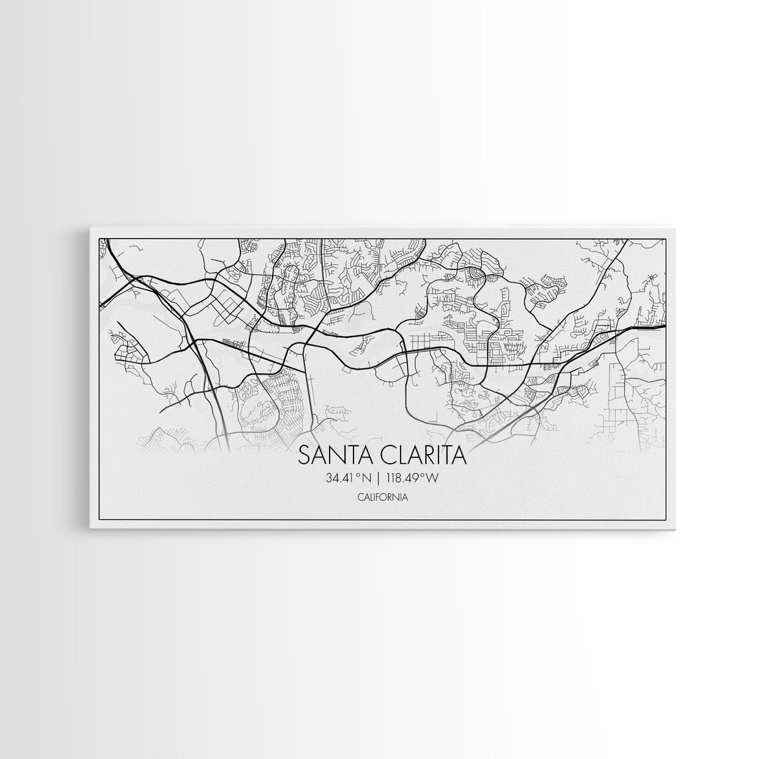 Santa Clarita City Map, California Art, Map Print, Modern Wall Art, Wall Art, Canvas Art, Best Friend Gifts, Family Room Art, Home Décor