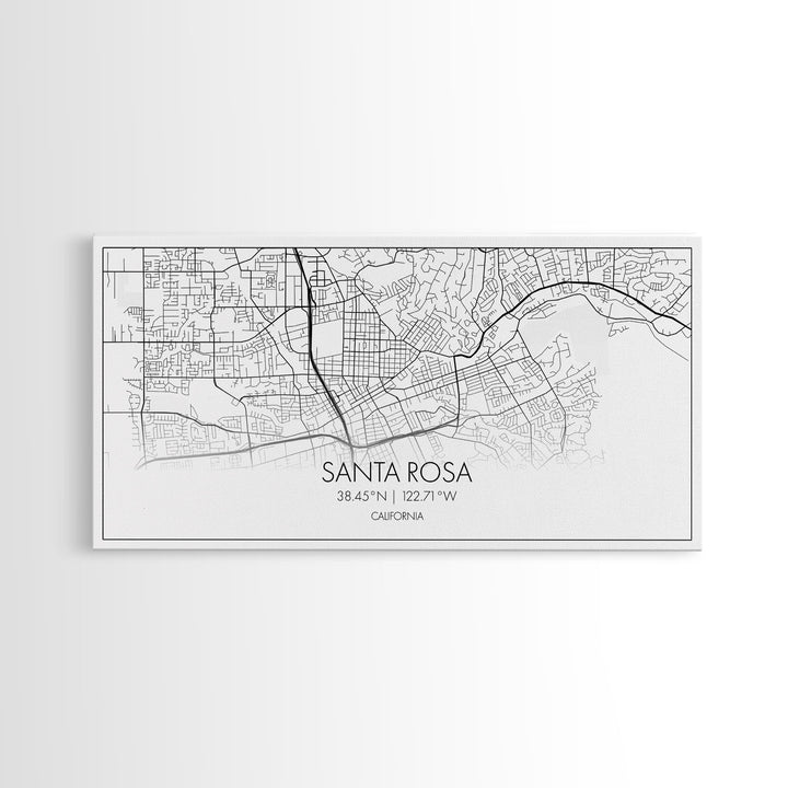 Santa Rosa City Map, California Art, Map Print, Modern Wall Art, Wall Art, Canvas Art, Modern House Art, Bedroom Prints, Nerdy Home Décor