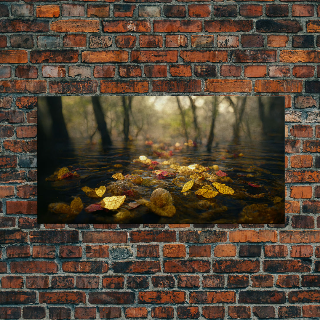 Wet Leaves Stream Forest Woods Fall Autumn Fine Art Print, Wall Art Print, Wall Décor, Wall Poster