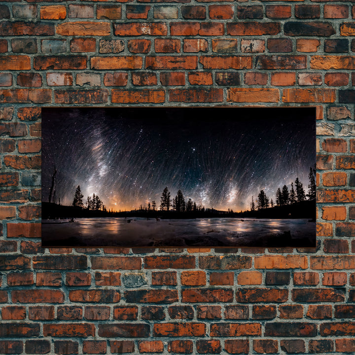 Canvas Wall Art Landscape Mountains Nature Painting Prints Minimalist Modern Home Artwork Decoration Night Sky With Stars