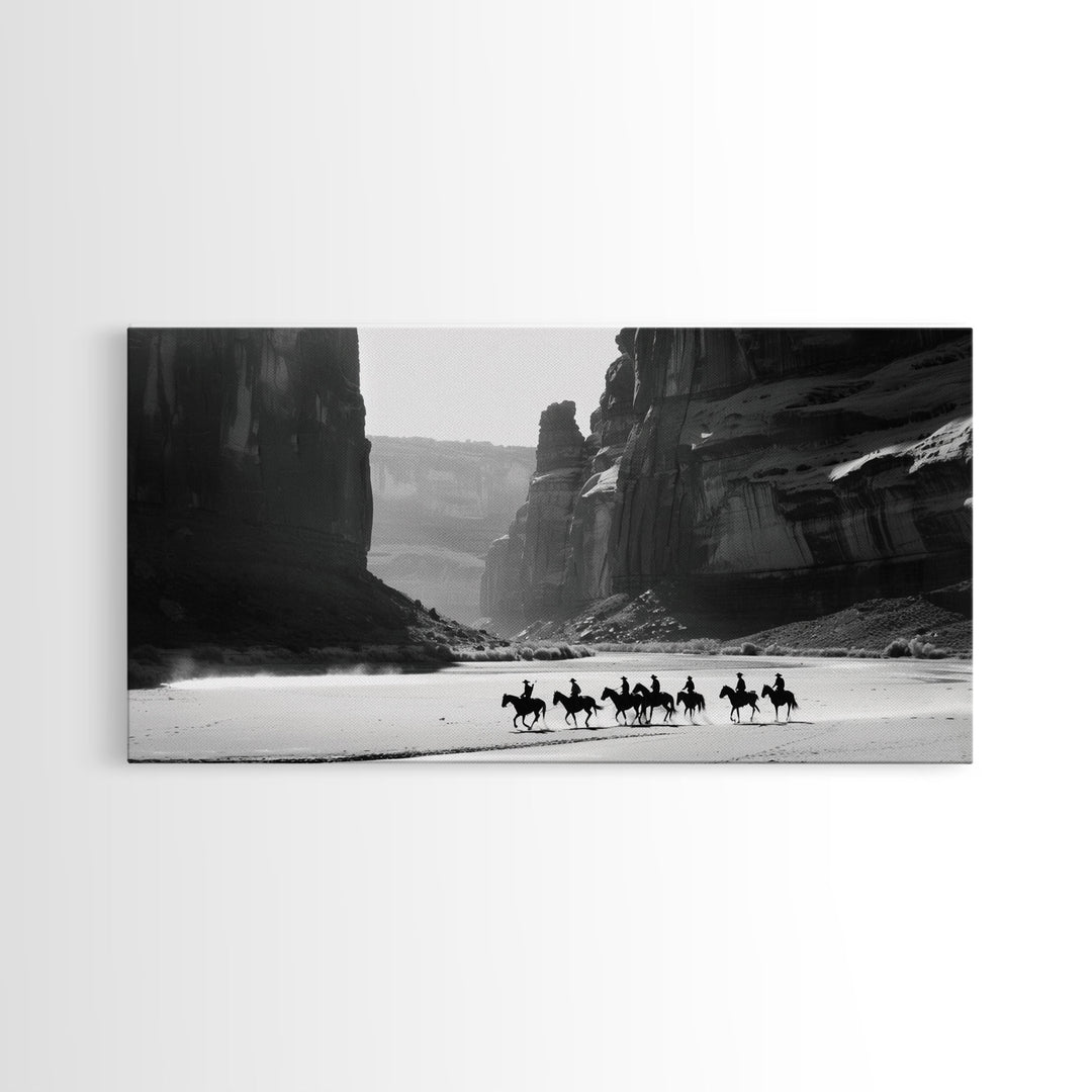 Horse Riders in Monument Valley, Stunning Framed Canvas Print for Living Room Wall Art, Bedroom Decor, Home Decor