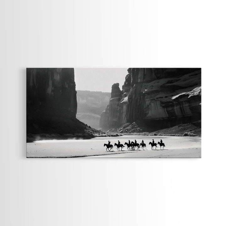 Horse Riders in Monument Valley, Stunning Framed Canvas Print for Living Room Wall Art, Bedroom Decor, Home Decor