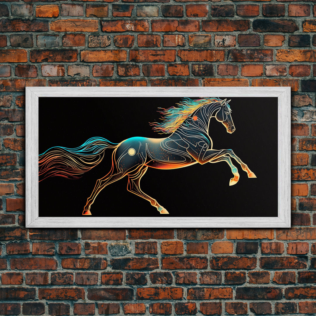 Steampunk Horse Automaton, Pop Art, Framed Canvas Print, Unique Wall Art, Living Room Decor, Huge Oversize Retro Style Art
