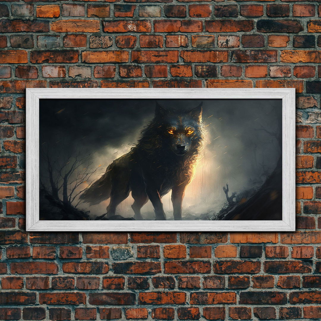 The Great Wolf Fenrir, Framed Canvas Print, Norse Mythology, Fantasy Art