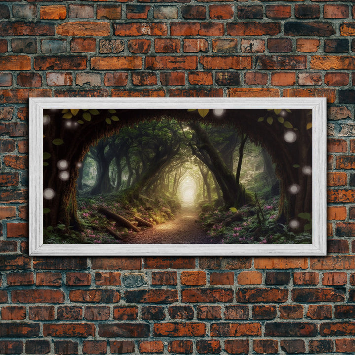 Path Through A Magical Enchanted Fairy Forest, Fantasy Art, Framed Canvas Print, Enchanted Forest Fantasy Art