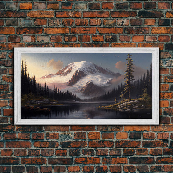 Mountain Canvas Print Wall Art, Mountain Landscape Painting, Mount Rainier, Washington Mountains, Travel  Art, Watercolor Painting