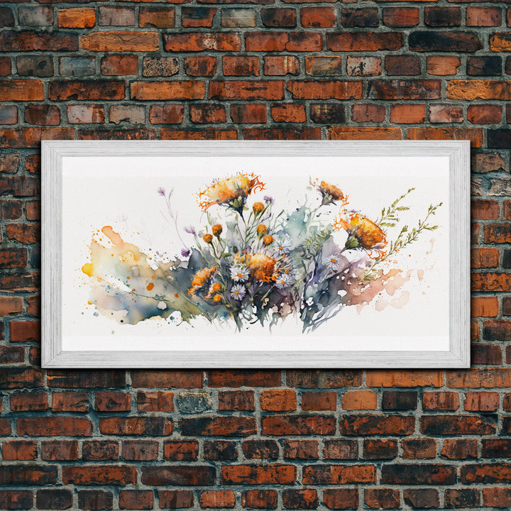 Rustic Farmhouse Decor, Framed Canvas Print, Floral Watercolor Painting, Flower Art, Flower Painting, Entry Room Painting, Gift For Mom