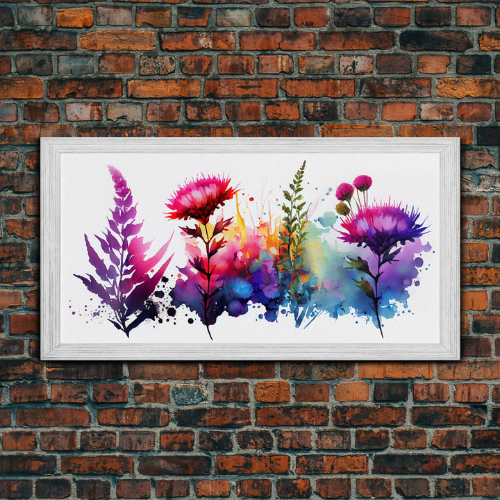 Wild Flowers Wall Art, Native Texan Flowers, Mother's Day, Framed Canvas Print, Watercolor Painting Print, Wall Decor, Living Room, Mom Gift