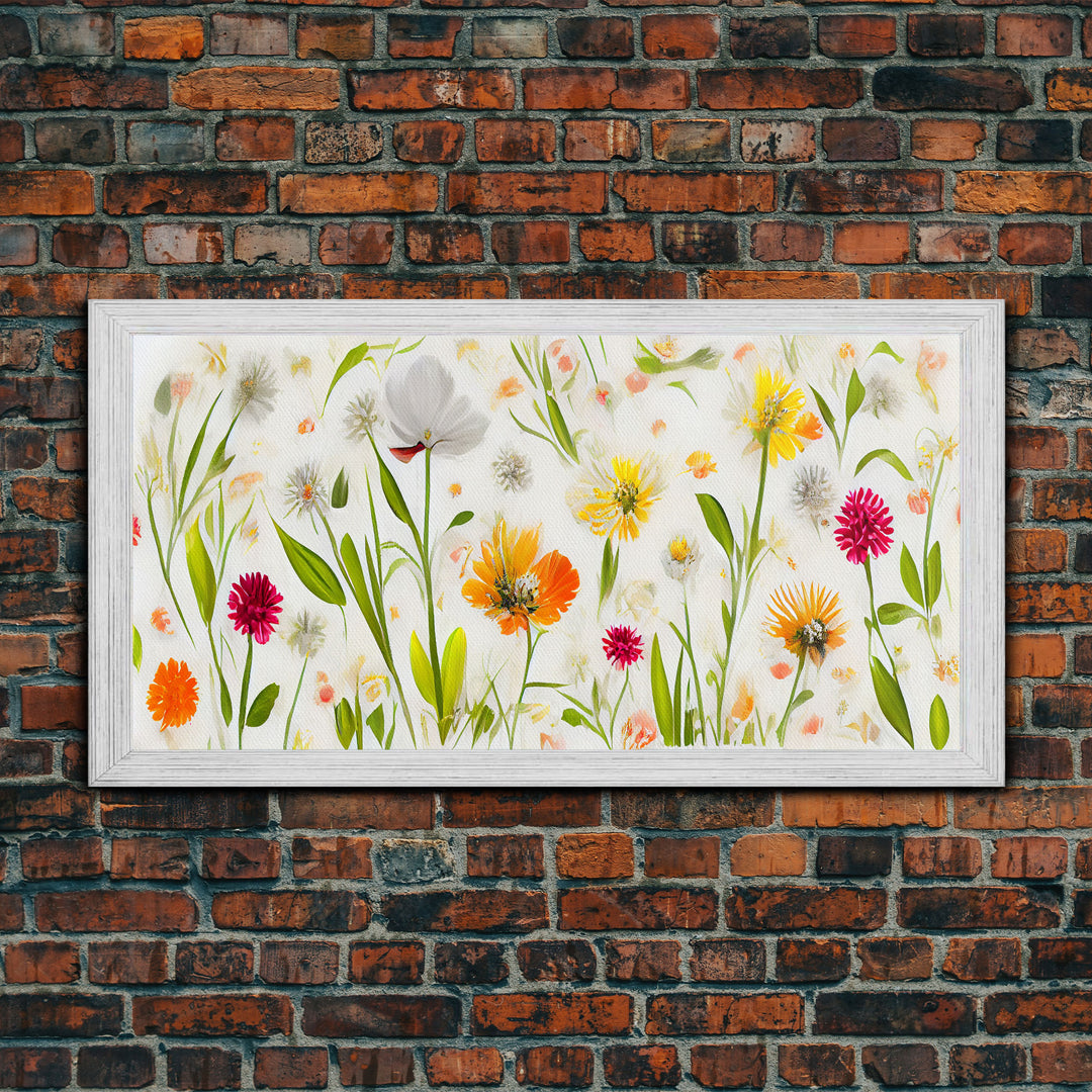 Botanical wall art, spring flowers, canvas print, dorm art for girls