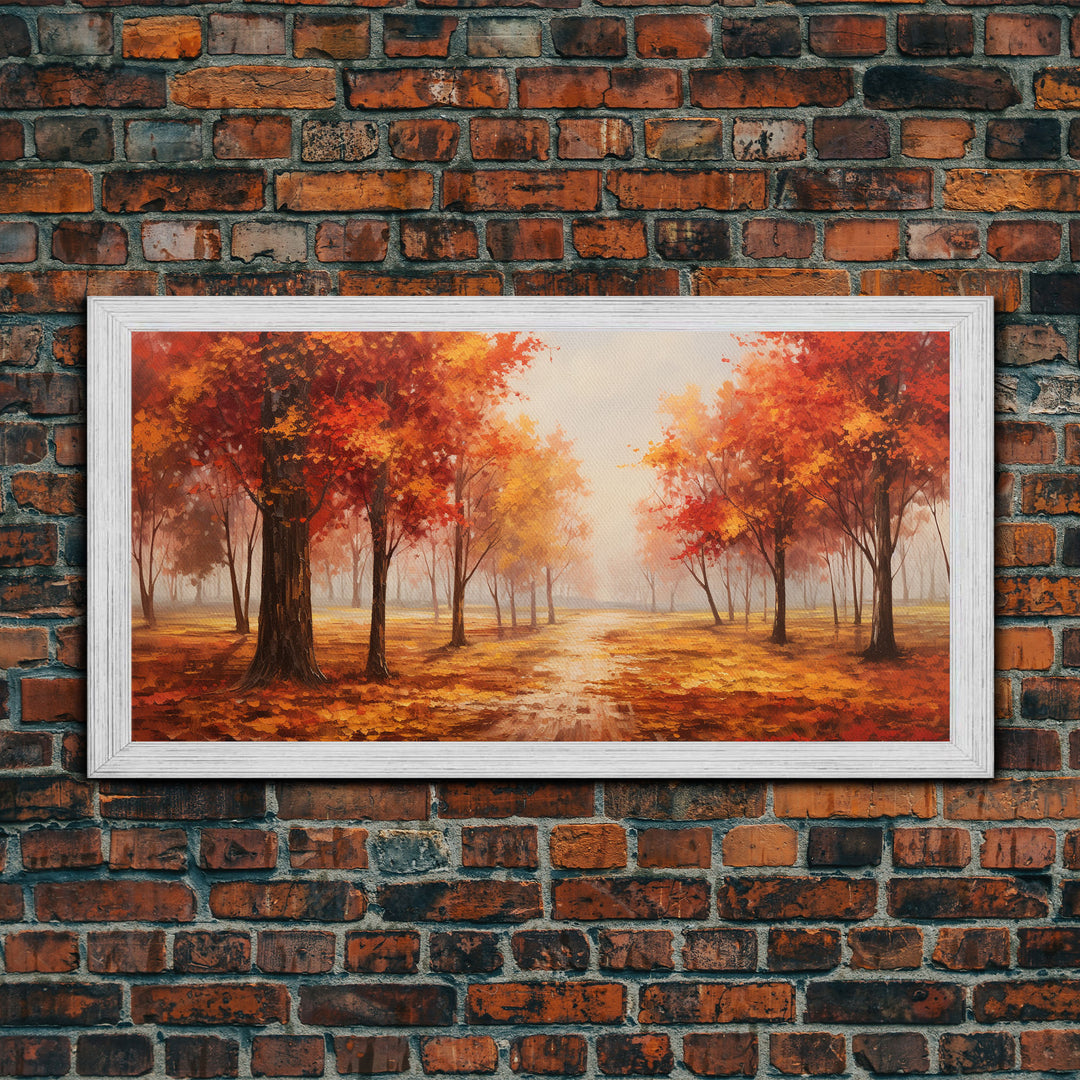 Fall Decor, Beautiful Forest In Early Autumn, Landscape Framed Canvas Print Painting, Wall Art, Wall Decor, Autumn Decor, Farmhouse Decor
