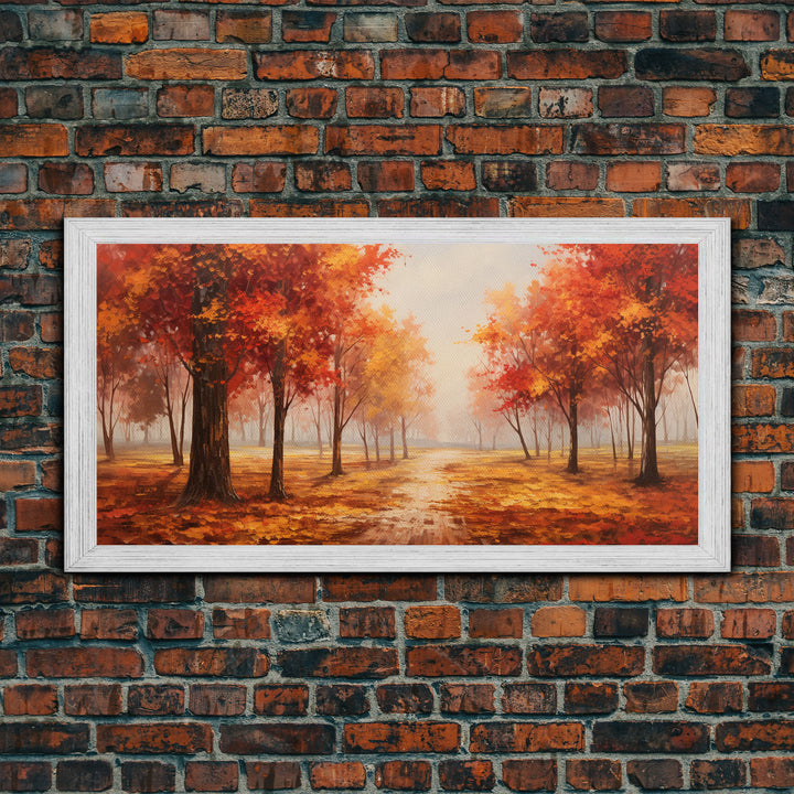 Fall Decor, Beautiful Forest In Early Autumn, Landscape Framed Canvas Print Painting, Wall Art, Wall Decor, Autumn Decor, Farmhouse Decor