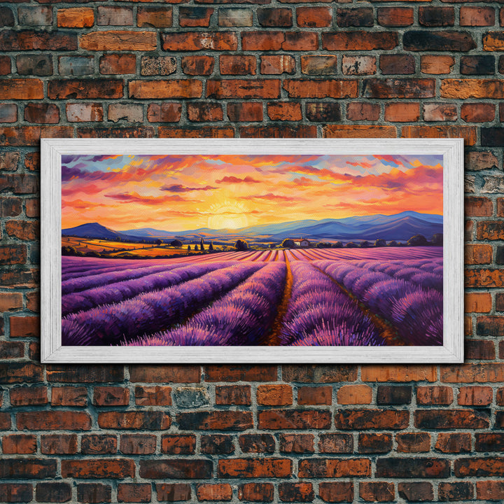 Lavender Fields, Framed Canvas Print, Purple Art, Southwestern Decor, Farmhouse Art, Centerpiece Art, Digital Wall Art, Landacape Painting